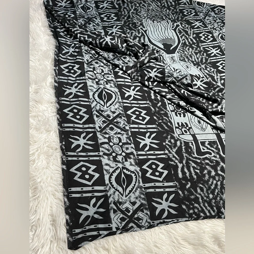 African Queen Black & Gray Kaftan Maxi Dress Overdress Cover Up - Picture 7 of 11